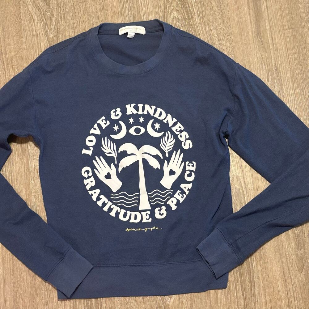 Spiritual Gangster Love & Kindness Graphic Sweatshirt Women’s Medium Blue